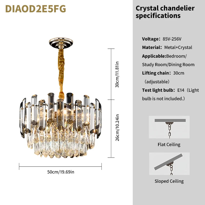 Luxe K9 Kristallen Kroonluchter – Goud Ronde LED Plafondlamp