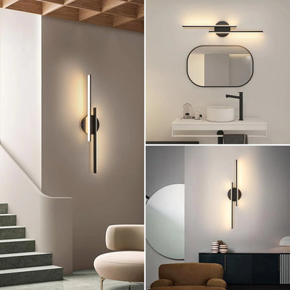 LED Wandlamp 24W Modern – Warm Wit 3000K | Zwarte Aluminium Wandlamp