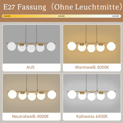 5-Flame Glass Ball Pendant Light – Adjustable Height | Black or Gold