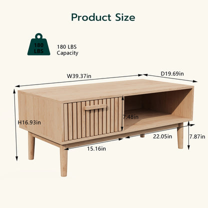 Salontafel van massief hout - Natuurlijke lage bijzettafel voor de woonkamer