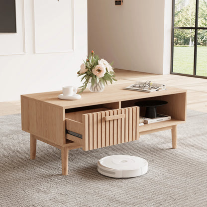 Salontafel van massief hout - Natuurlijke lage bijzettafel voor de woonkamer