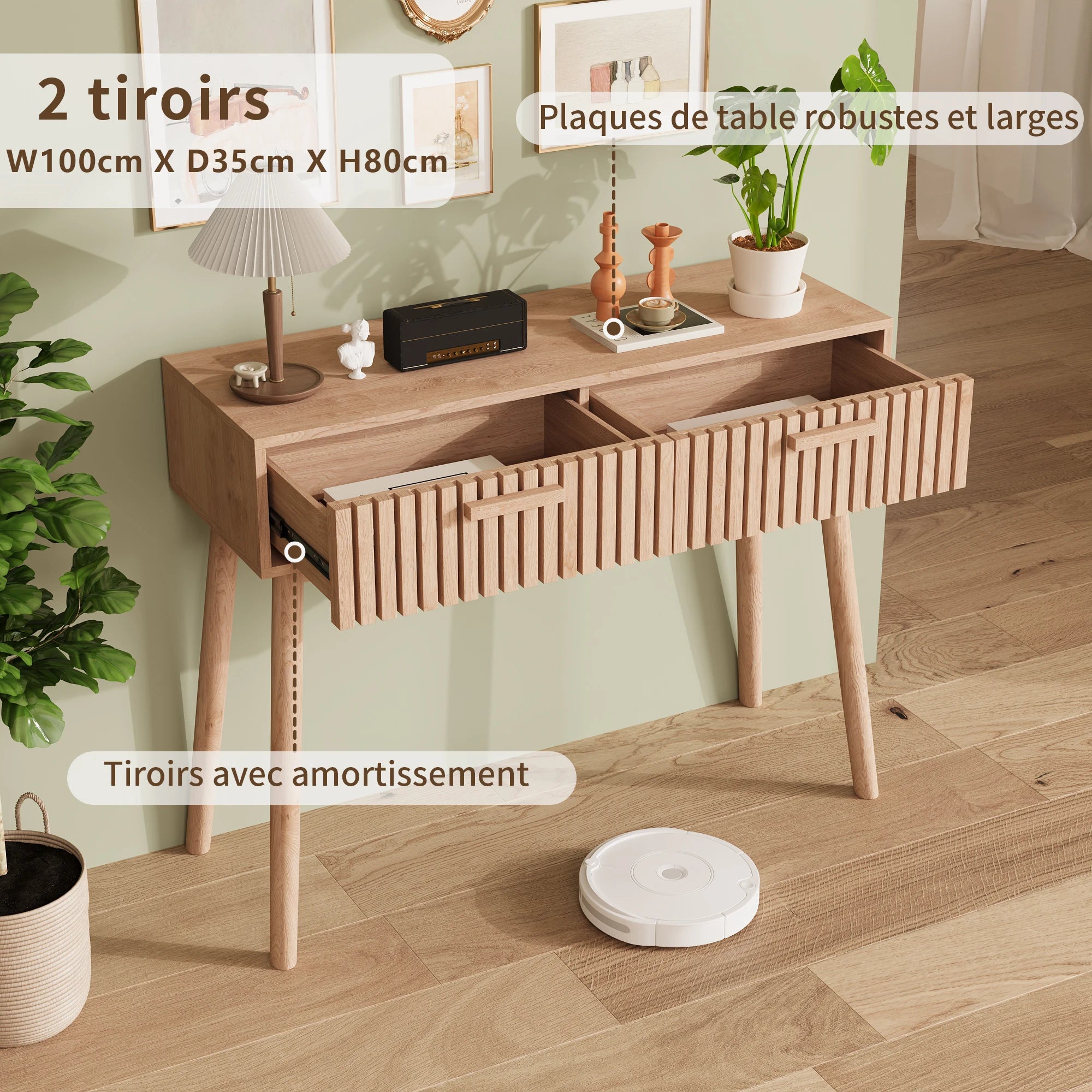 Consoletafel met twee lades - Elegante haltafel met hoge poten