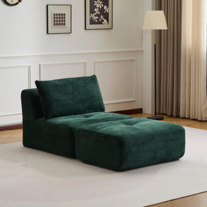 Luxury Green L-Shaped Corduroy Sofa - 3-Seater Modular Sectional Couch