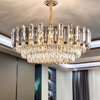 Luxe K9 Kristallen Kroonluchter – Goud Ronde LED Plafondlamp