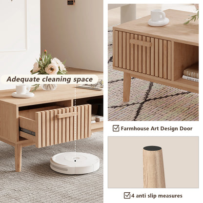 Salontafel van massief hout - Natuurlijke lage bijzettafel voor de woonkamer