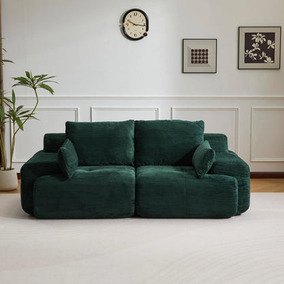 Luxury Green L-Shaped Corduroy Sofa - 3-Seater Modular Sectional Couch
