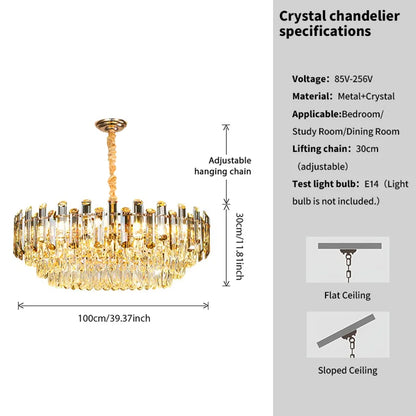 Luxe K9 Kristallen Kroonluchter – Goud Ronde LED Plafondlamp