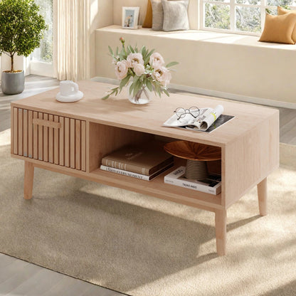 Salontafel van massief hout - Natuurlijke lage bijzettafel voor de woonkamer