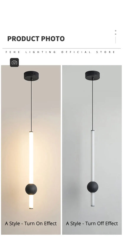 Minimalistische hanglamp naast het bed - moderne LED-lamp met één kop