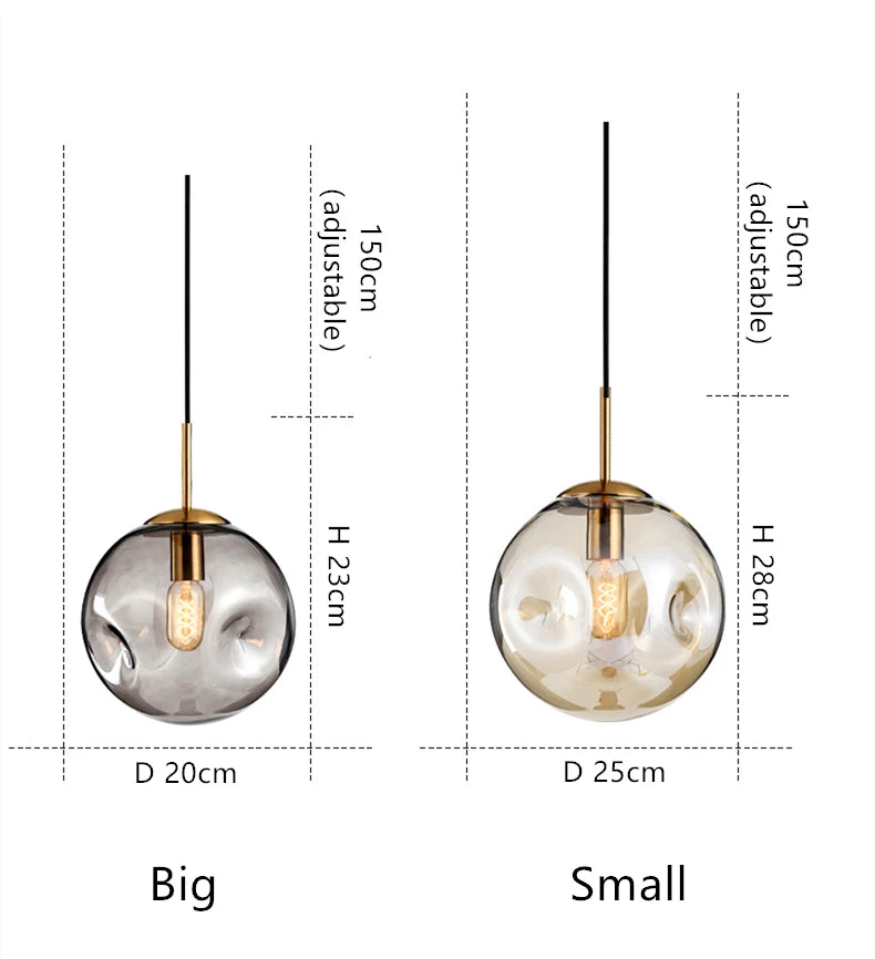 Glazen Bol Hanglamp – Rookgrijs of Amber | Klein & Groot