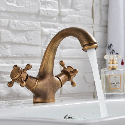 Antique Bathroom Basin Mixer Tap – Vintage Brass Finish