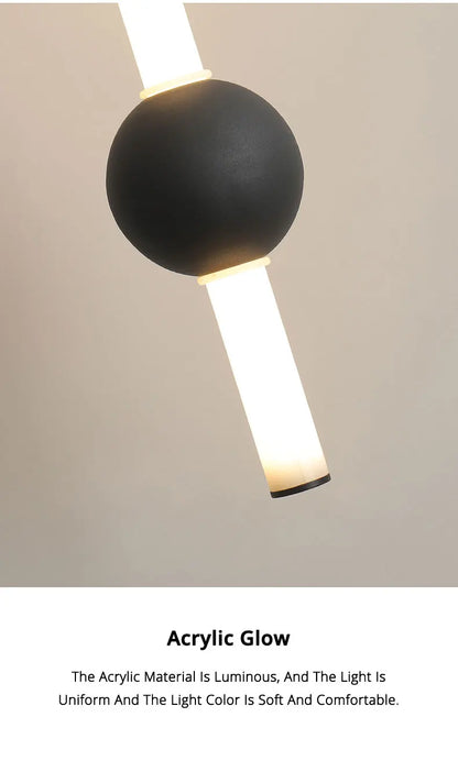 Minimalistische hanglamp naast het bed - moderne LED-lamp met één kop