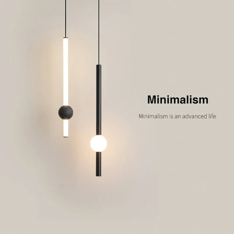 Minimalist Bedside Pendant Light - Modern Single Head LED Lamp