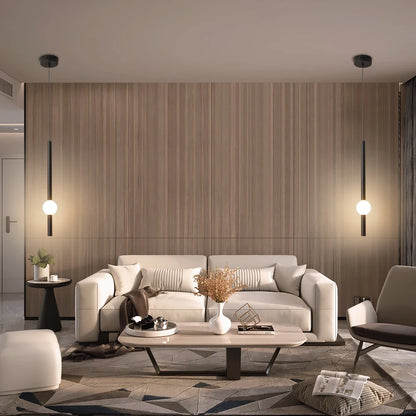 Minimalistische hanglamp naast het bed - moderne LED-lamp met één kop