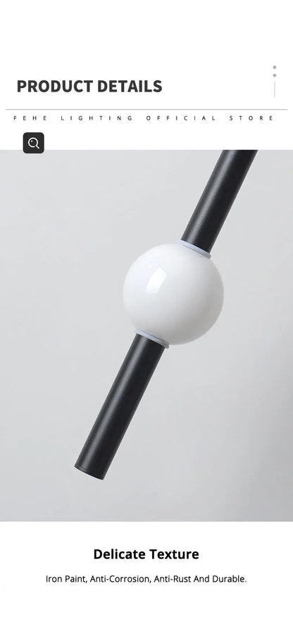 Minimalistische hanglamp naast het bed - moderne LED-lamp met één kop