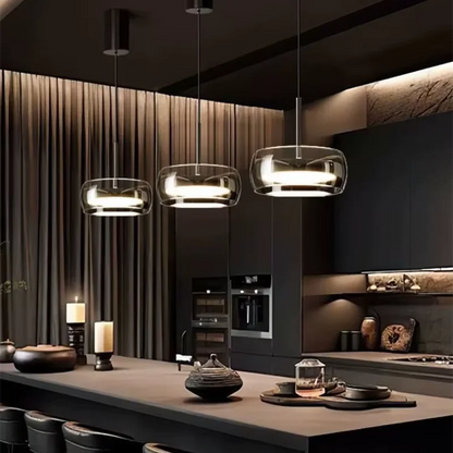 Glazen hanglamp - moderne LED-kroonluchter voor woon- en eetkamer