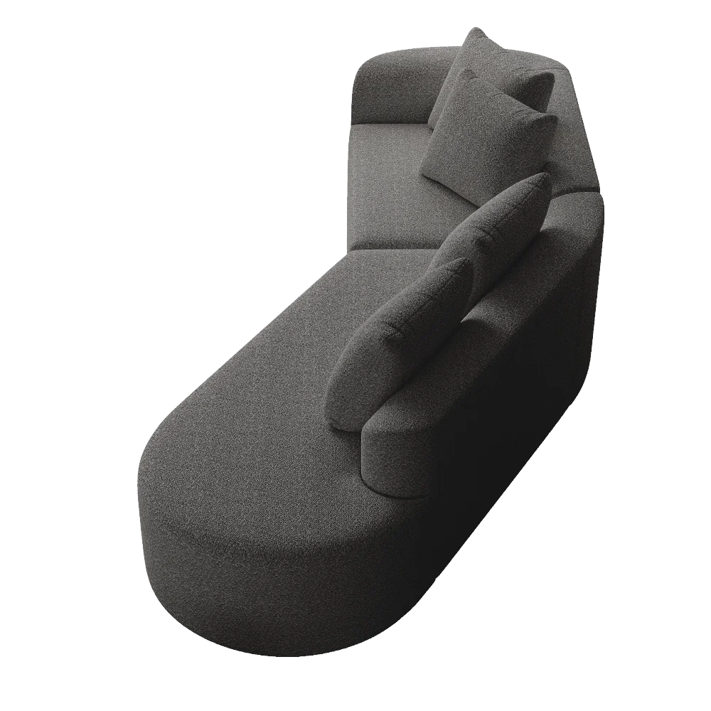 Luxe donkergrijze chenille cloudbank - 4-zits gebogen hoekbank 