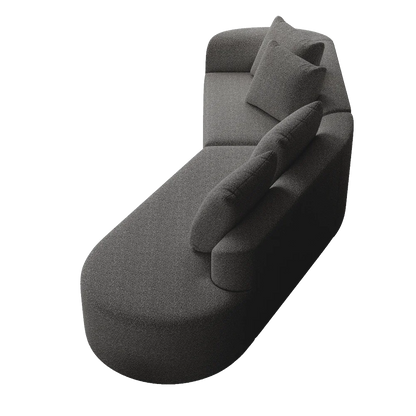 Luxe donkergrijze chenille cloudbank - 4-zits gebogen hoekbank 