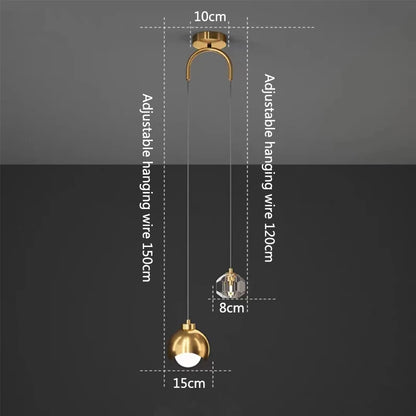 Boogarm Kristallen Hanglamp – Zwart & Goud