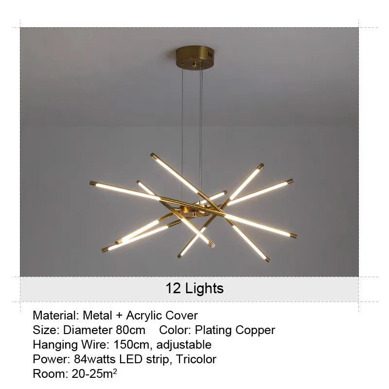 LED Buishanglamp - 12 Lichts - Zwart