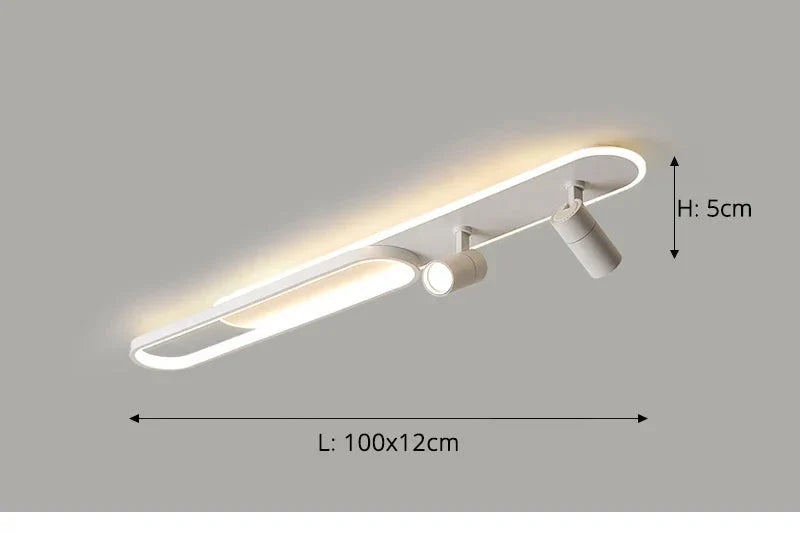 Dimbare led-plafondlamp met spotlight – 60/80/100/120 cm | Zwart, wit of goud