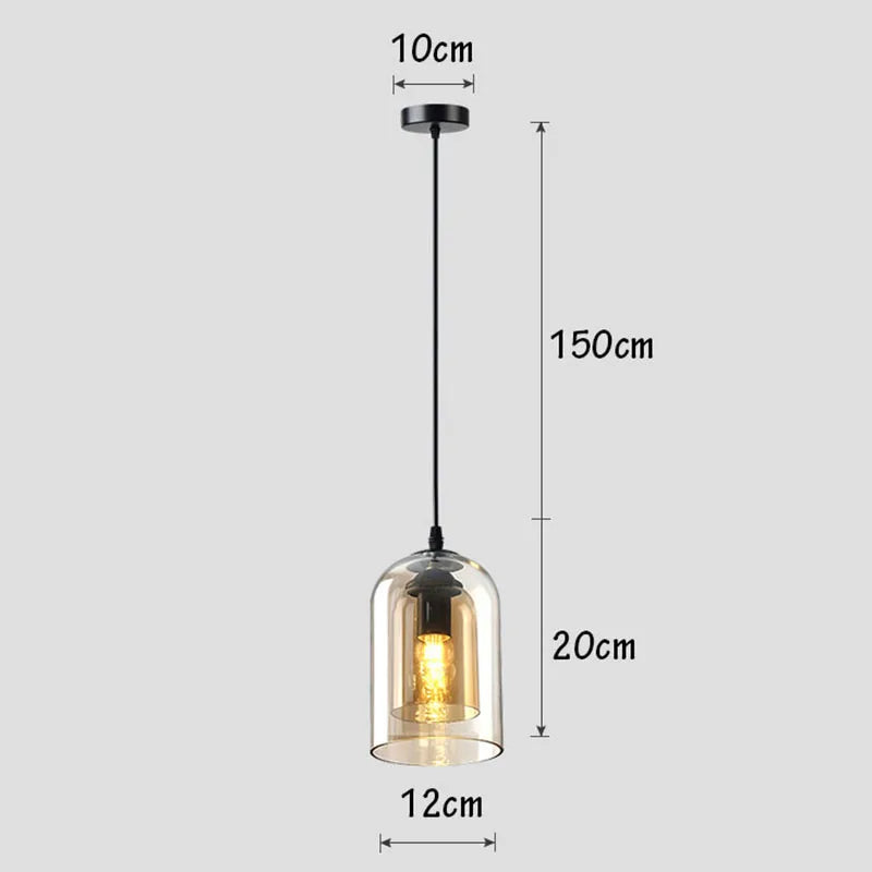 Moderne Hanglamp – Glas & IJzer, 1 of 3 Koppen, Dimbaar