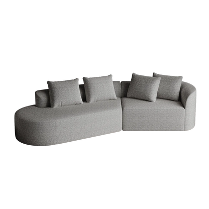 Luxe donkergrijze chenille cloudbank - 4-zits gebogen hoekbank 