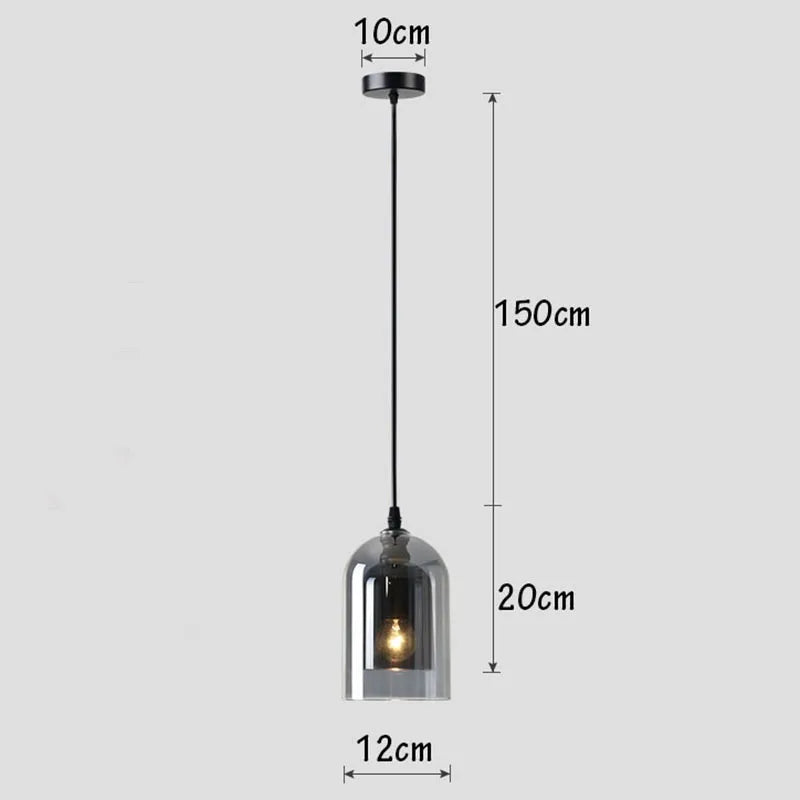 Moderne Hanglamp – Glas & IJzer, 1 of 3 Koppen, Dimbaar
