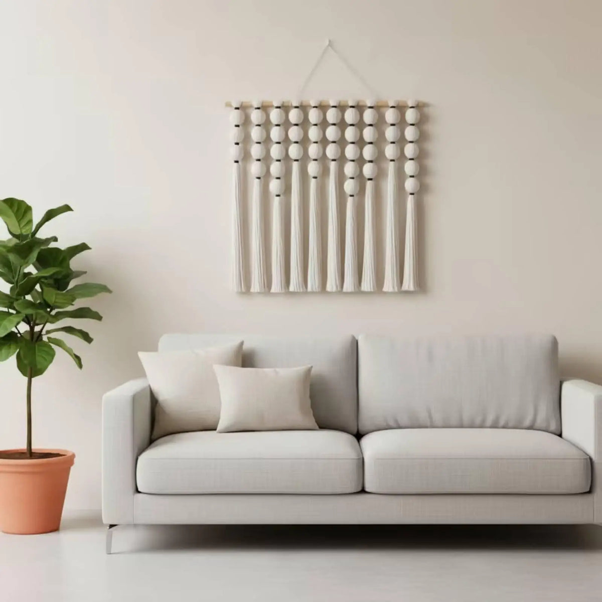 Macrame Wall Hanging with Beads – 100 × 95 cm