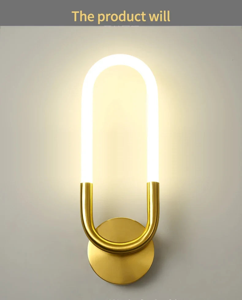 U-vormige LED Wandlamp – Art Deco Design | Koper of Zwart