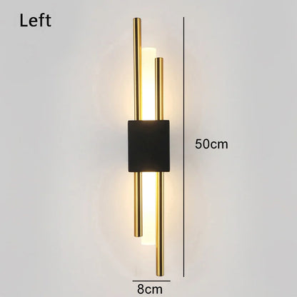 Nordische LED-Wandleuchte – Moderne Wandleuchte mit nach oben und unten gerichteter Leuchte | Schwarz/Gold | Schlafzimmer, Wohnzimmer, Flur