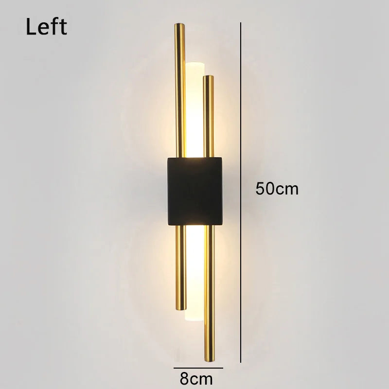 Nordische LED-Wandleuchte – Moderne Wandleuchte mit nach oben und unten gerichteter Leuchte | Schwarz/Gold | Schlafzimmer, Wohnzimmer, Flur