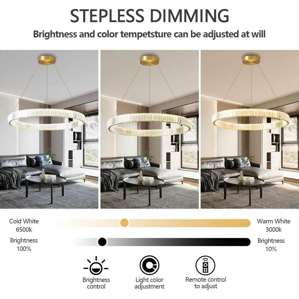 Kristallen kroonluchter met dubbele ringen 55 cm - Hanglamp