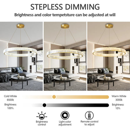 Kristallen kroonluchter met dubbele ringen 55 cm - Hanglamp