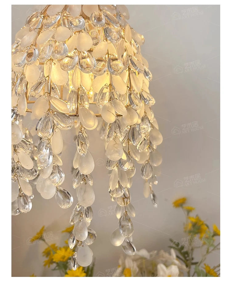 Kristallen kralen hanglamp - achthoekig ontwerp