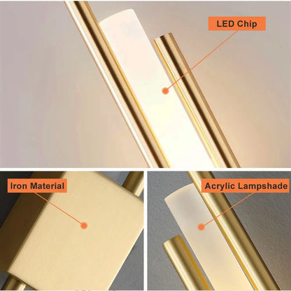 Nordische LED-Wandleuchte – Moderne Wandleuchte mit nach oben und unten gerichteter Leuchte | Schwarz/Gold | Schlafzimmer, Wohnzimmer, Flur