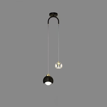 Boogarm Kristallen Hanglamp – Zwart & Goud