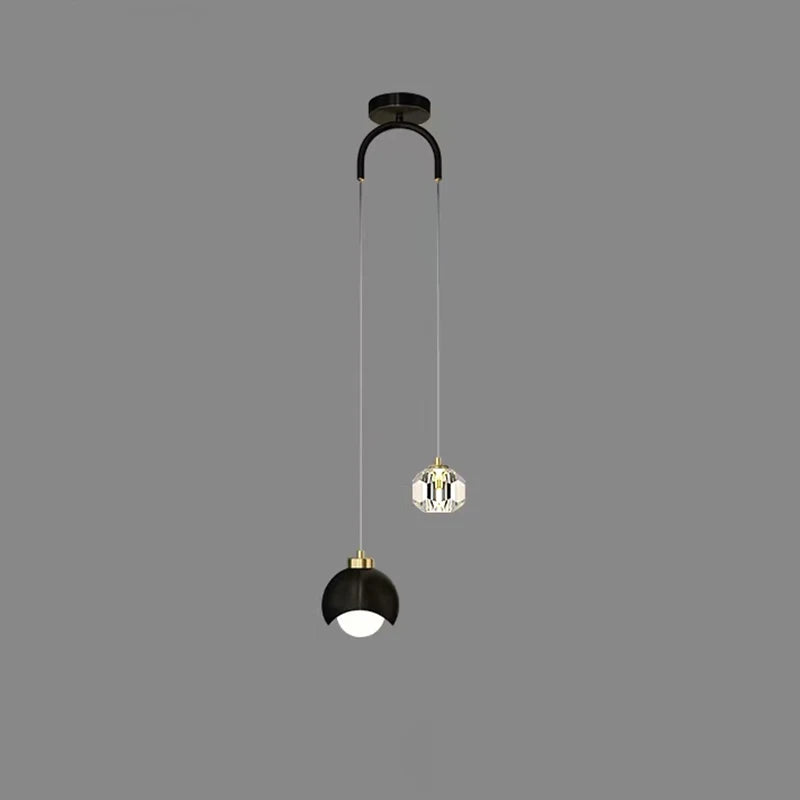 Boogarm Kristallen Hanglamp – Zwart & Goud