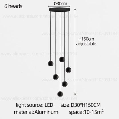 Moderne LED ronde hangkroonluchter - meerlichts trappenhuisarmatuur