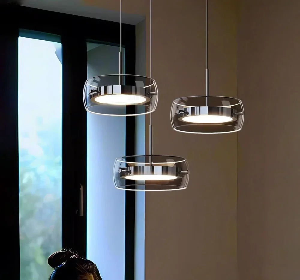 Glazen hanglamp - moderne LED-kroonluchter voor woon- en eetkamer