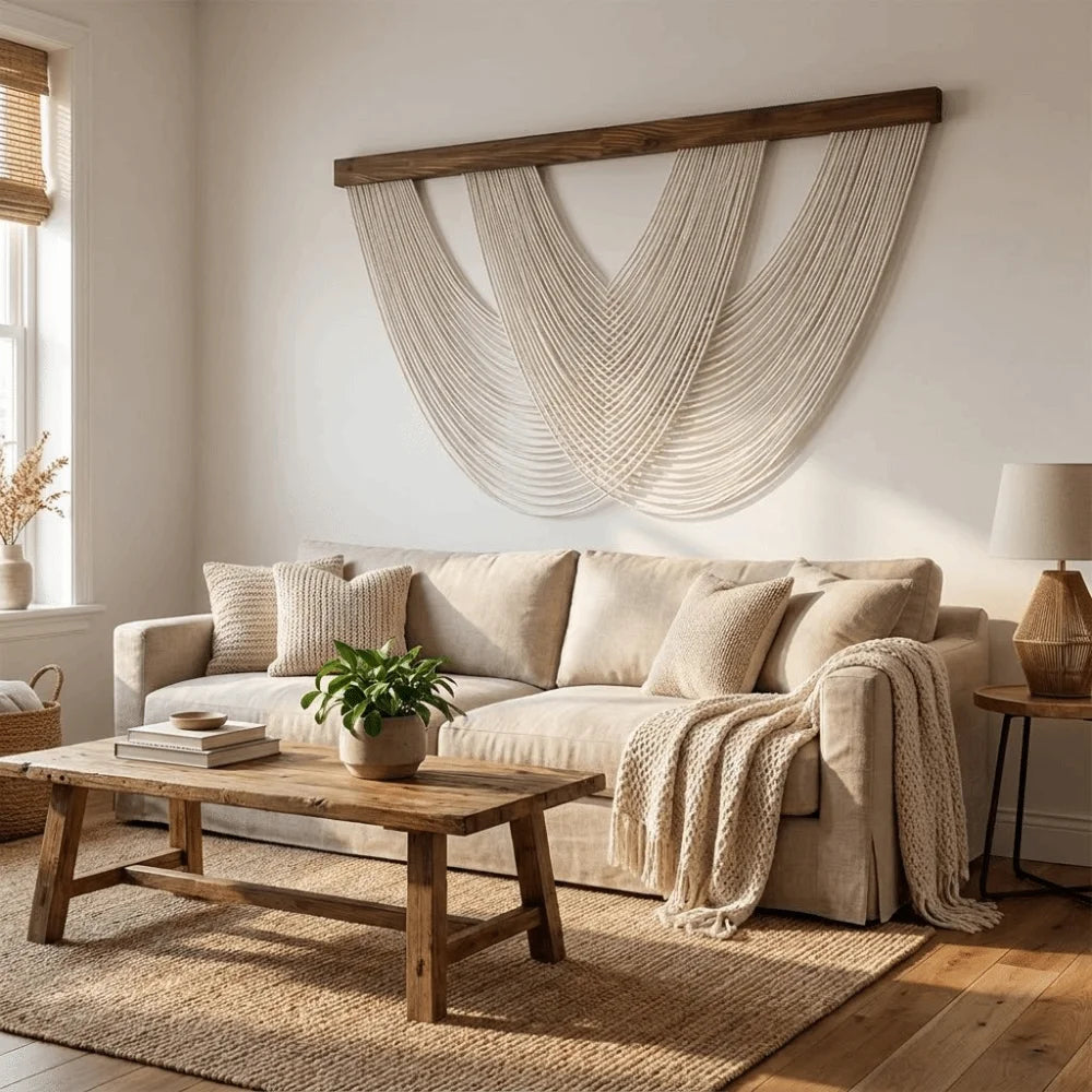 Boho Wandtapijt van Katoenen Touw 100 x 60 cm