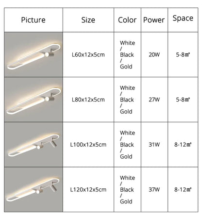Dimbare led-plafondlamp met spotlight – 60/80/100/120 cm | Zwart, wit of goud