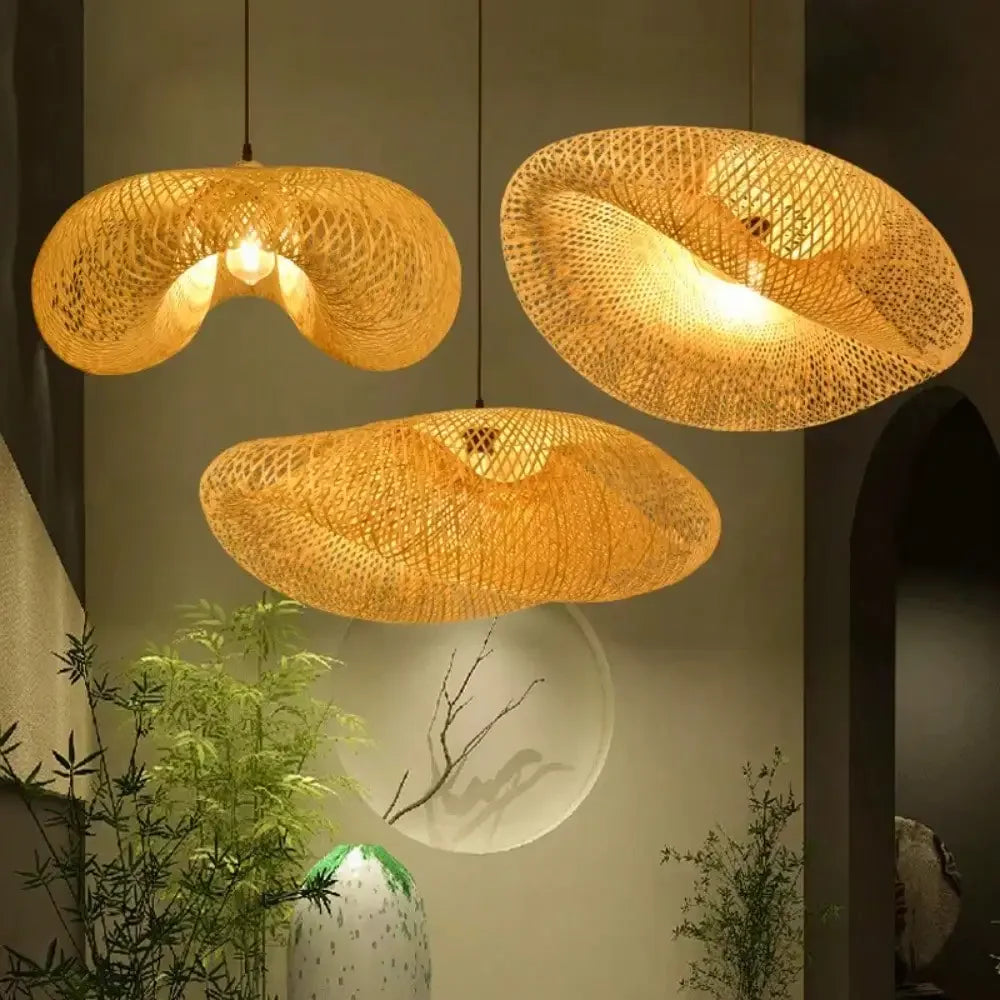 Hand-Woven Bamboo Pendant Light - Natural Rattan Chandelier