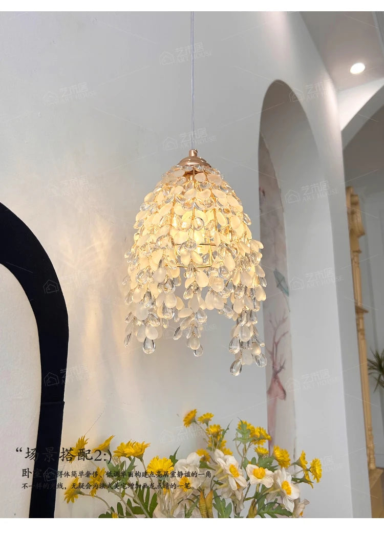 Kristallen kralen hanglamp - achthoekig ontwerp