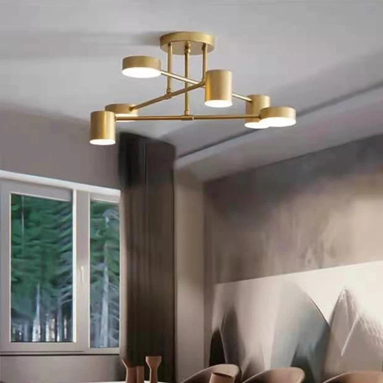 Moderne industriële plafondlamp - 6-lichts metalen armatuur