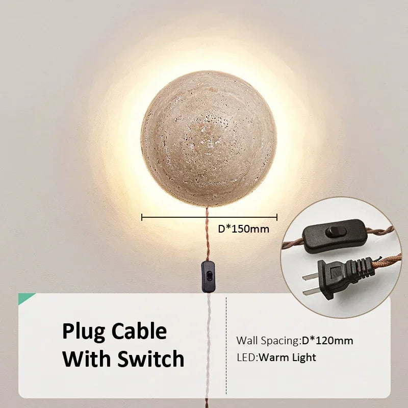 Nordic Limestone Wandlamp - Natuursteen LED-lamp voor Slaapkamer &amp; Gang