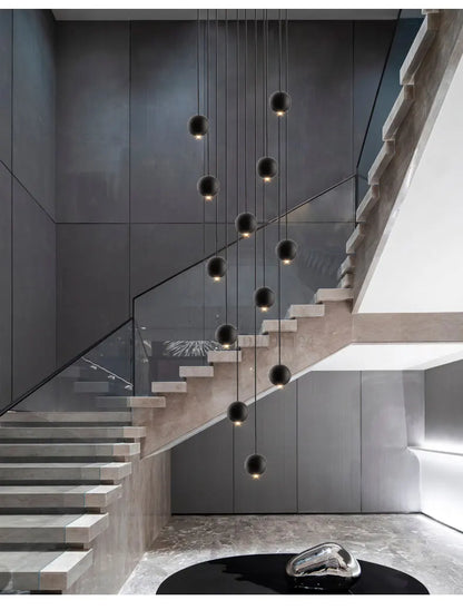Moderne LED ronde hangkroonluchter - meerlichts trappenhuisarmatuur