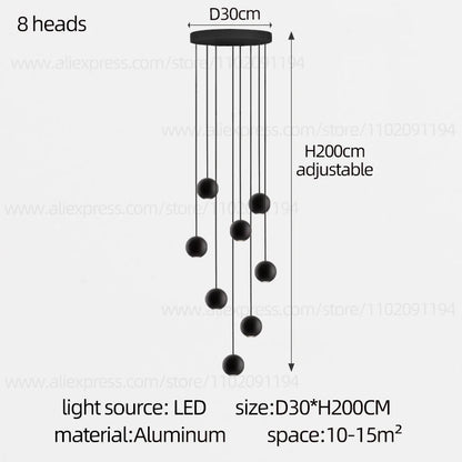 Moderne LED ronde hangkroonluchter - meerlichts trappenhuisarmatuur