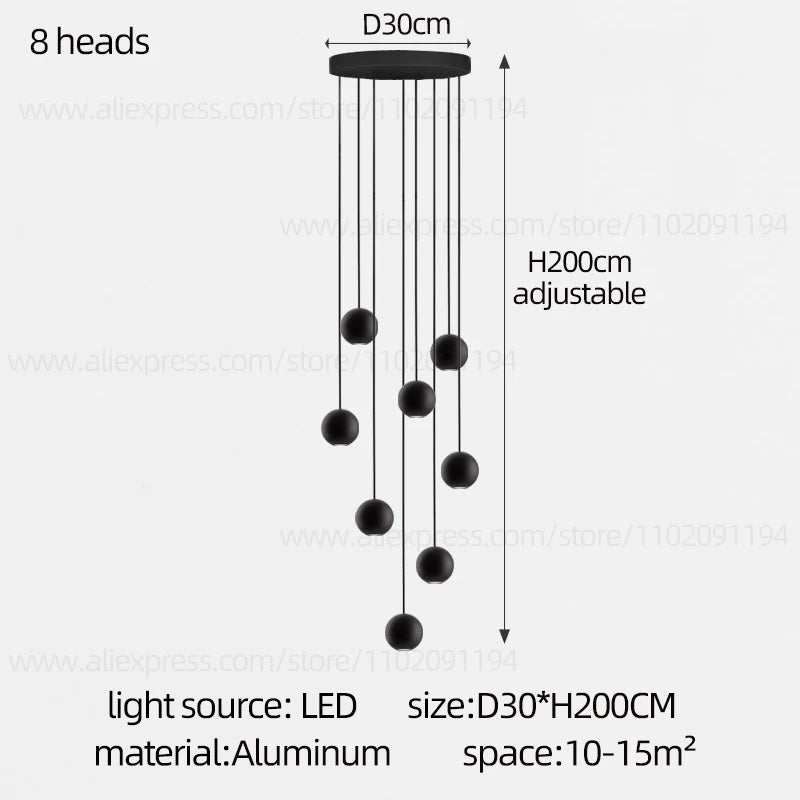 Moderne LED ronde hangkroonluchter - meerlichts trappenhuisarmatuur