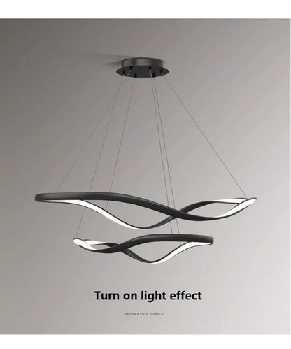 Moderne Golfvormige Ring LED Hanglamp - Circulaire Designer Kroonluchter